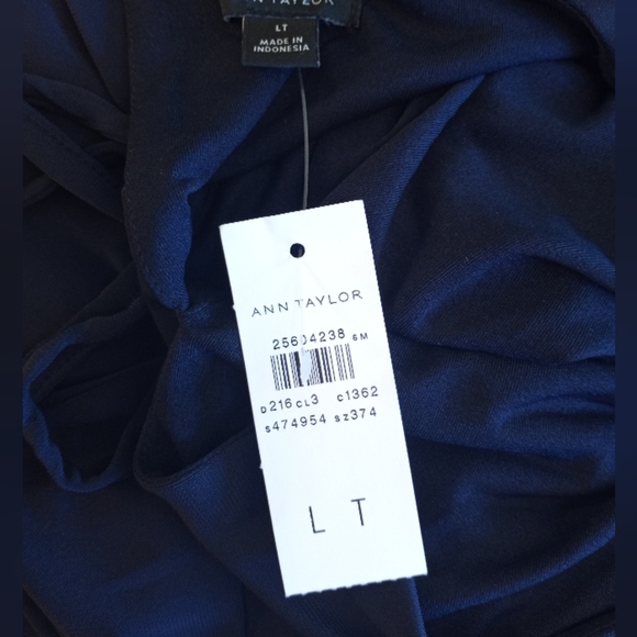 Ann Taylor Nautical Navy Coastal Flowy Side Laced Flare Midi Dress - Picture 7 of 7